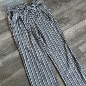 Striped tailored comfy trousers small gray and white